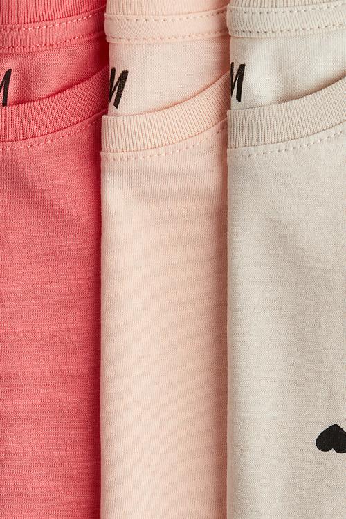 3-Pack cotton tops - beige/hearts