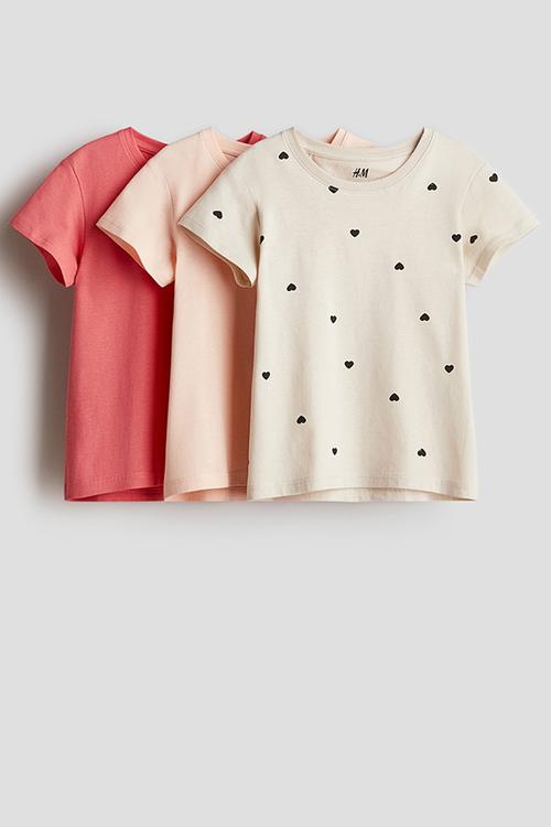 3-Pack cotton tops - beige/hearts