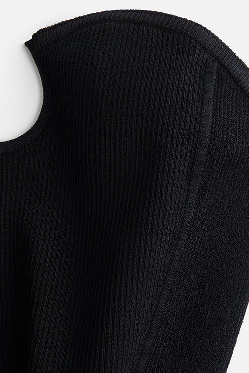 Rib-knit tube top - black