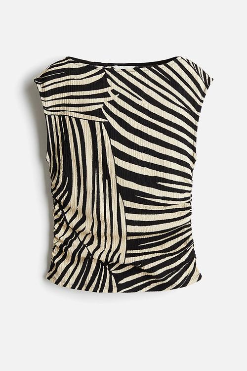 Textured jersey top - black patterned