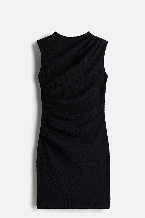 Draped bodycon dress - black