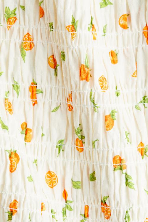 Smocked blouse - cream oranges