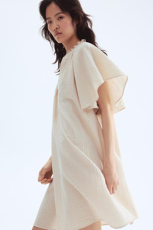 A-line muslin dress - light beige