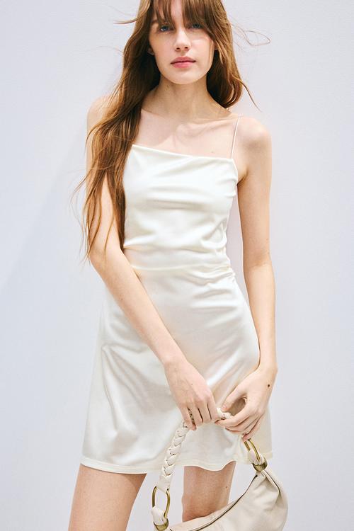Draped slip dress - cream