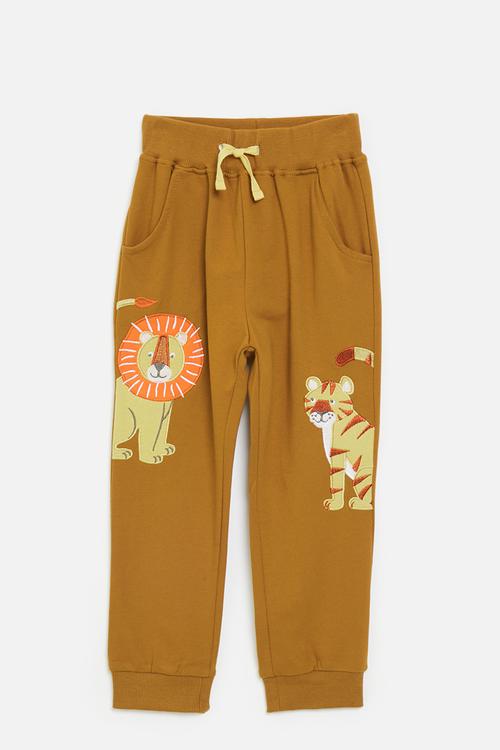 Embroidered lion and tiger jogger pants - ginger