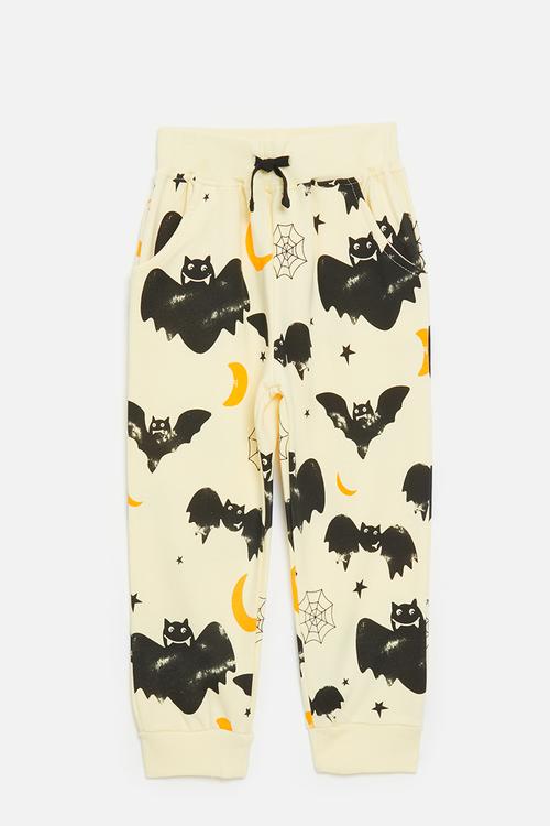 Bat all-over-print cuffed joggers - light yellow/multi