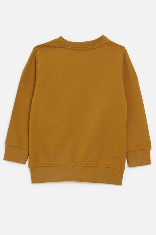 Chenille embroidered dino sweatshirt - dark gold