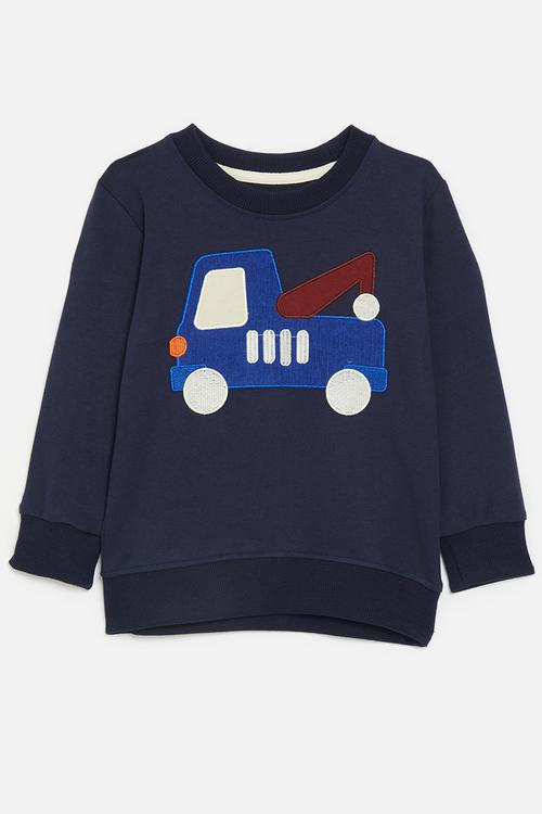 Embroidered tow truck sweatshirt - navy
