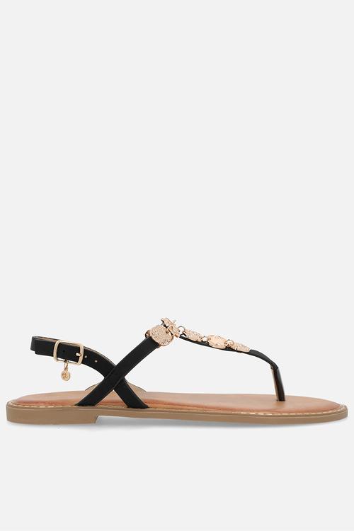 Honor 1 gold coin sandal - black