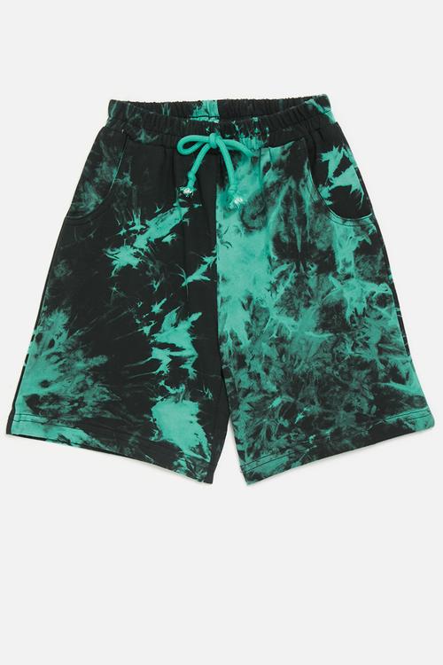 Tie dye basic shorts - black/celadon green