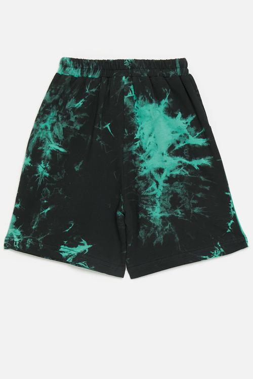 Tie dye basic shorts - black/celadon green