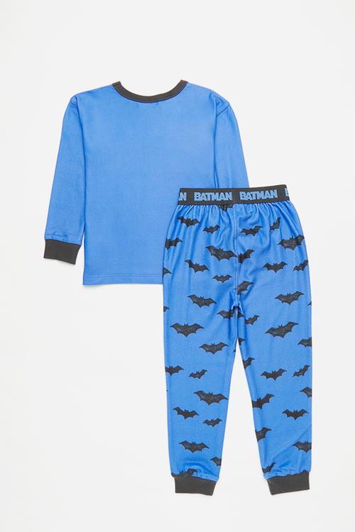 Chuck long sleeve pyjama set licensed - lcn wb deep sea blue/batman logo