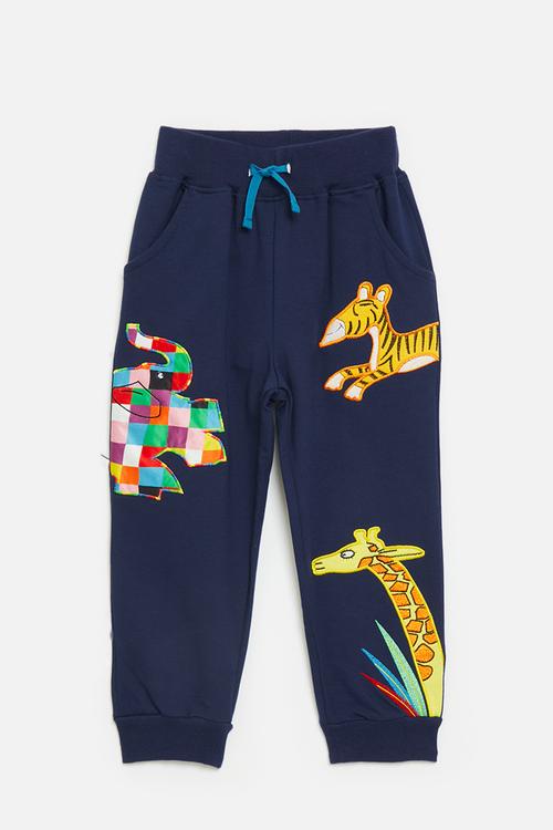 Embroidered animal joggers - navy blue