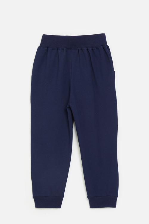 Embroidered animal joggers - navy blue