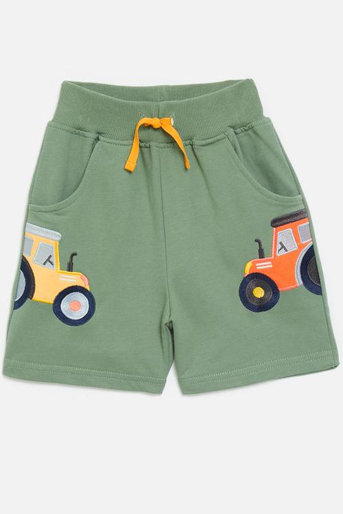 Embroidered sweatshorts - army green/tractors