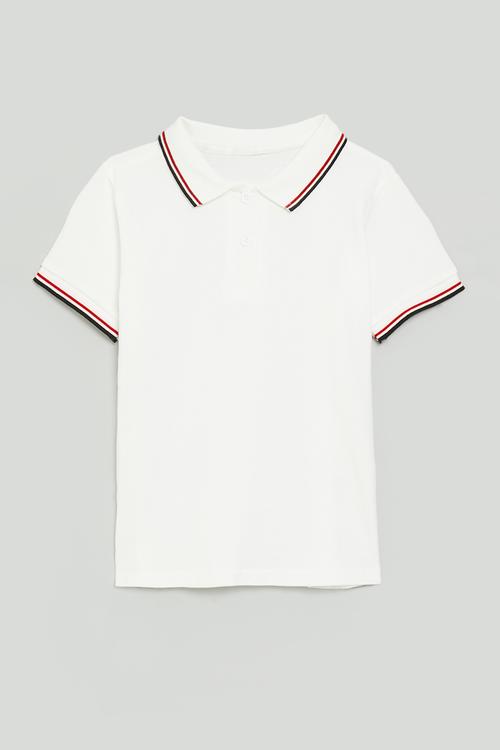 Golfer tee with contrast stripes - white/red/black