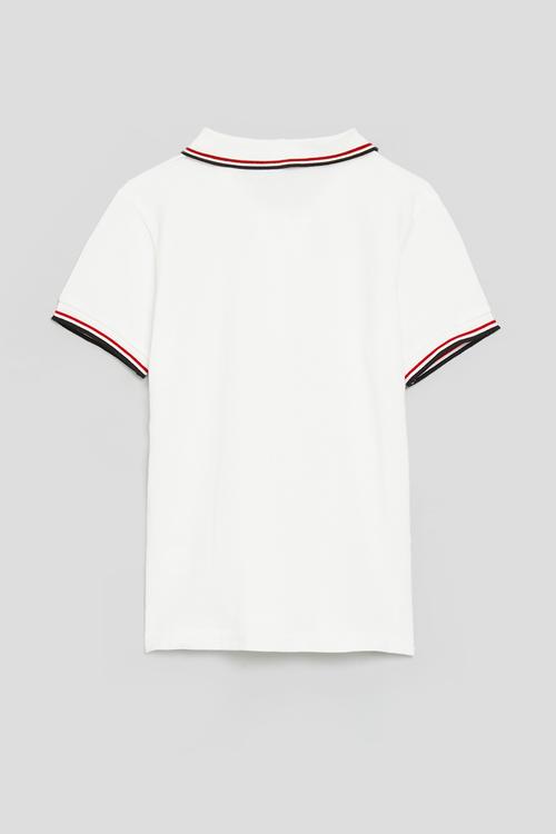 Golfer tee with contrast stripes - white/red/black