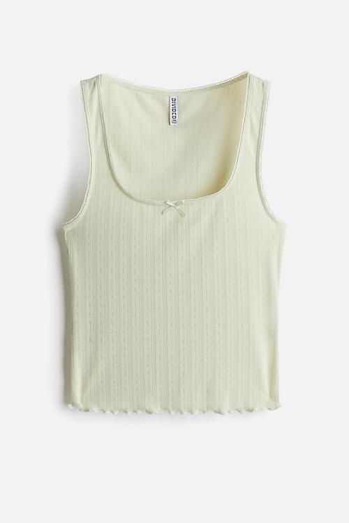 Pointelle jersey vest top - light green