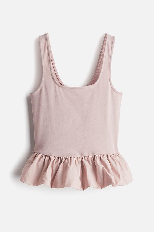 Bubble-hem vest top - dusty pink