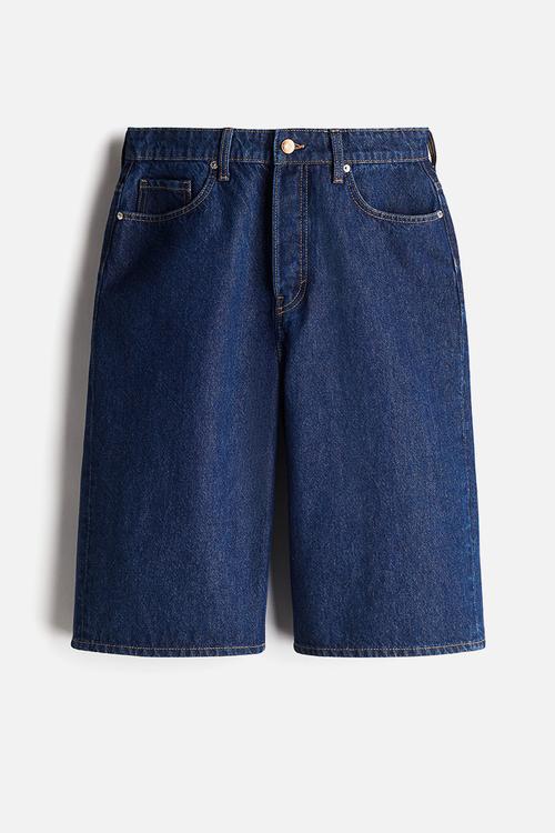 High knee denim shorts - dark denim blue 