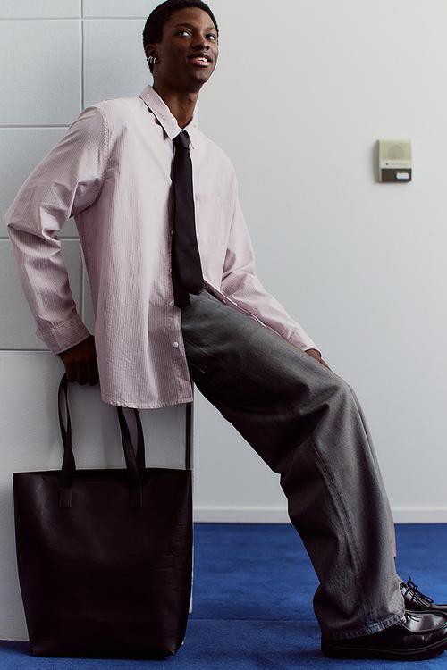 Oversized fit seersucker shirt - pink striped