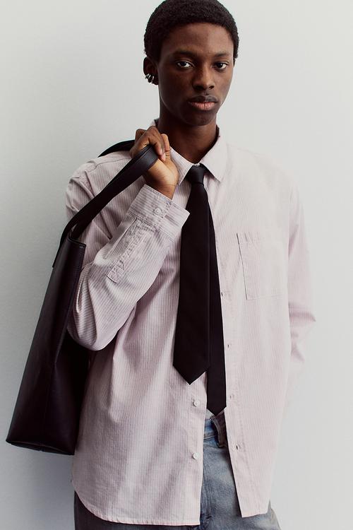 Oversized fit seersucker shirt - pink striped