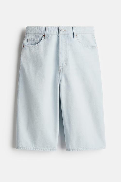 High knee denim shorts - pale denim blue