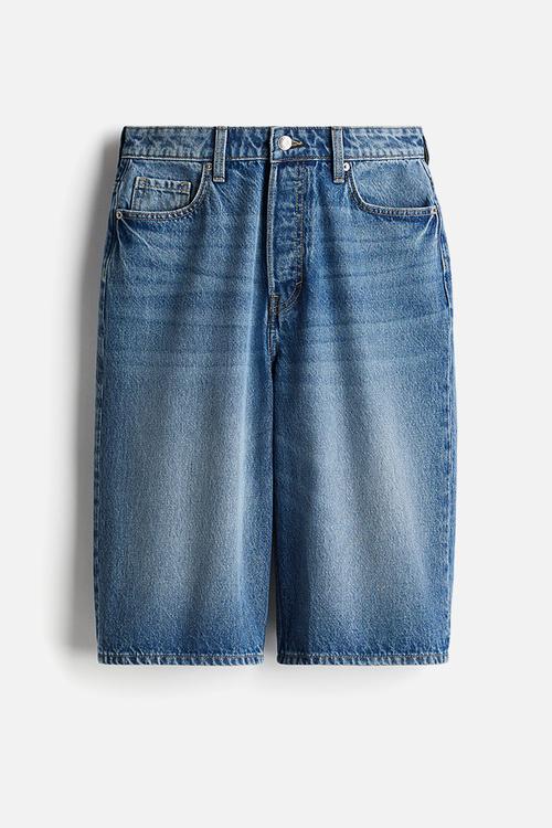 High knee denim shorts - denim blue