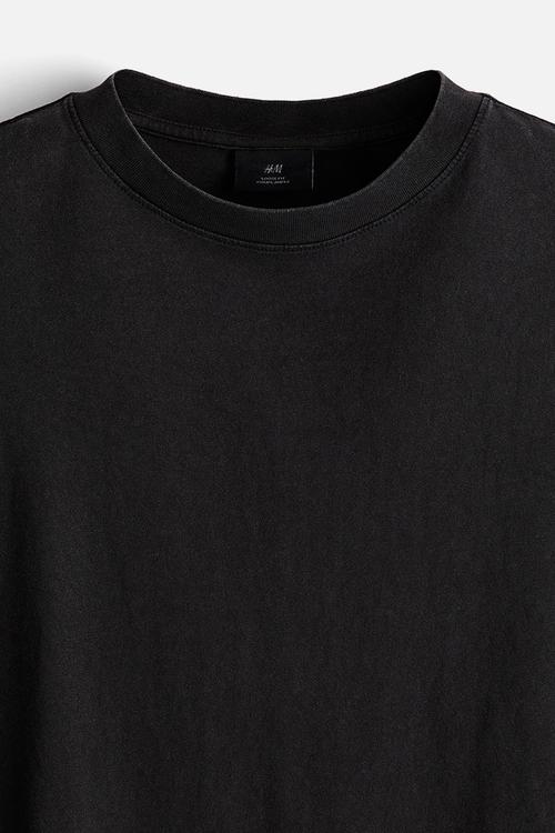 Loose fit washed t-shirt - black