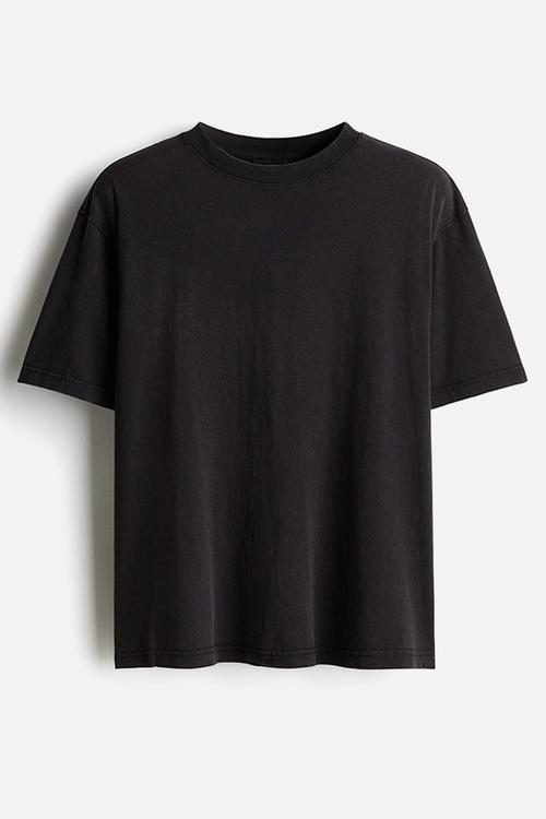 Loose fit washed t-shirt - black