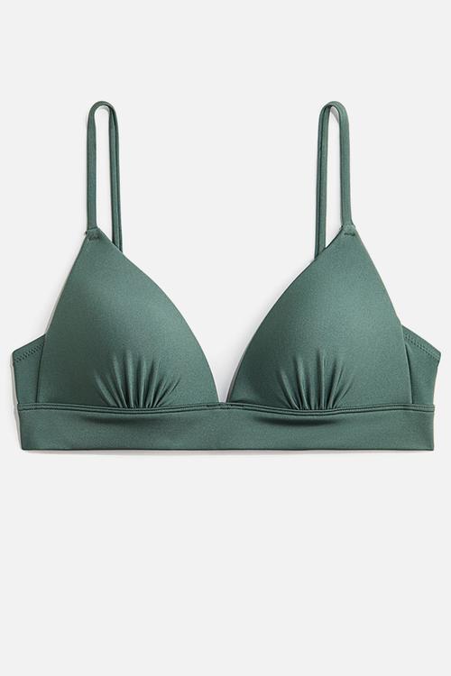 Push-up triangle bikini top - dusty green
