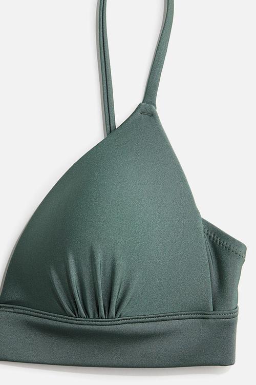 Push-up triangle bikini top - dusty green