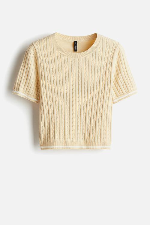 Cable-knit top - light yellow 