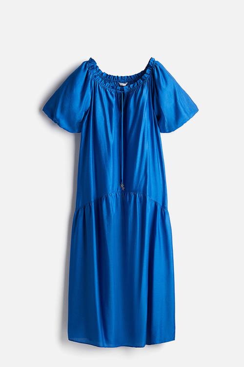 Drawstring-detail dress - bright blue