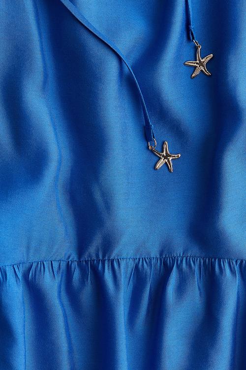 Drawstring-detail dress - bright blue