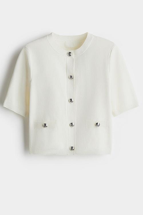 Fine-knit cardigan - white