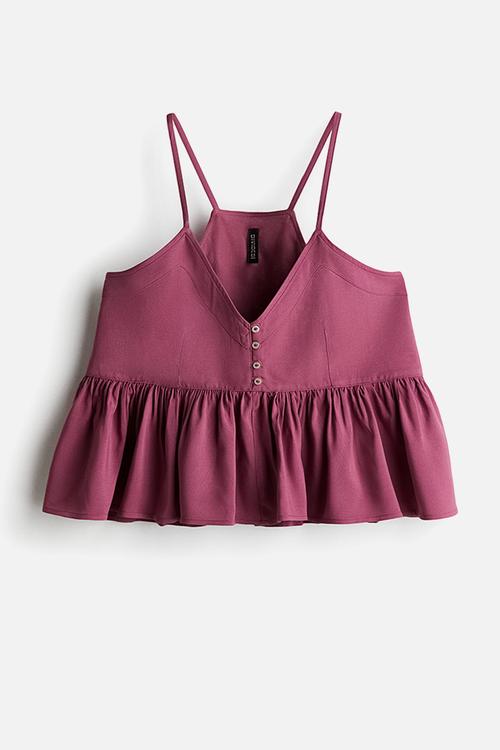 Peplum strappy top - dark pink