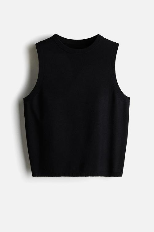 Fine-knit sweater vest - black