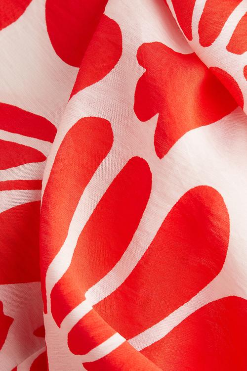 A-line maxi dress - white & red patterned