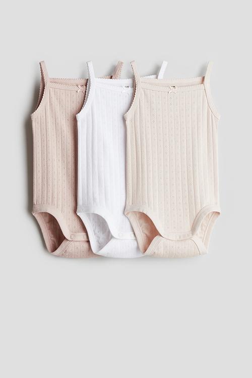 3-Pack sleeveless bodysuits - light dusty pink & beige 