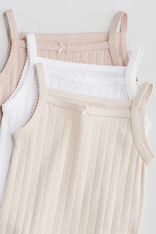 3-Pack sleeveless bodysuits - light dusty pink & beige 