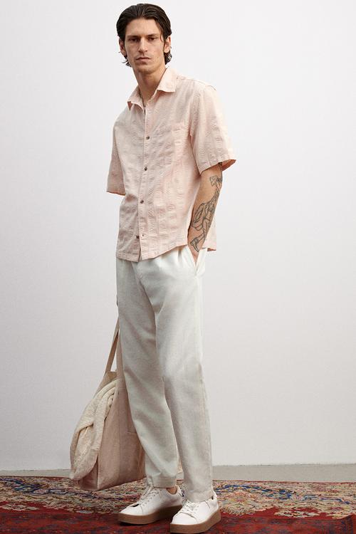 Relaxed fit lyocell-blend trousers - white