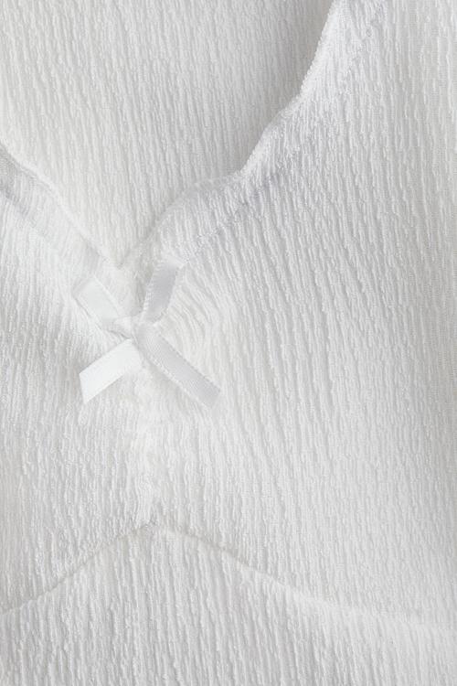 Crinkled jersey vest top - white