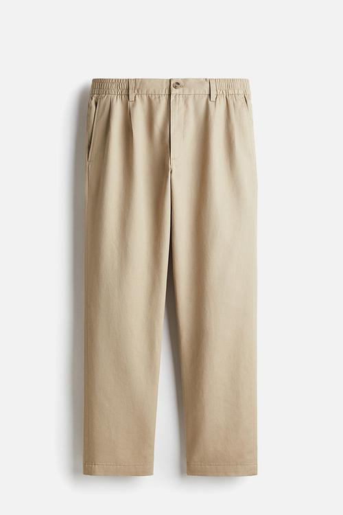Regular fit lyocell-blend trousers - beige