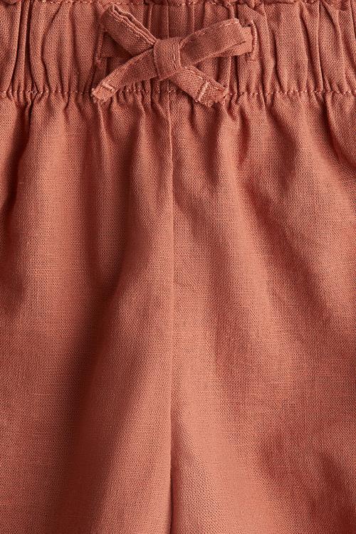 Linen-blend shorts - brick red