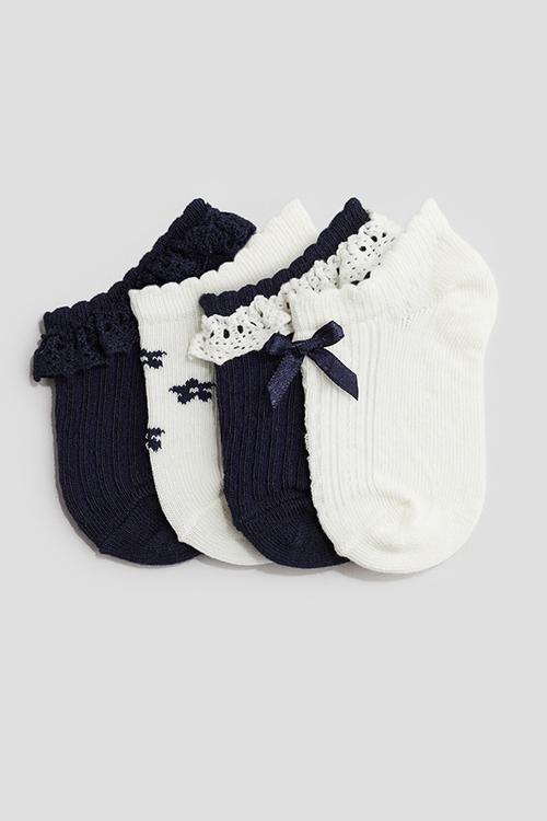 4-Pack shaftless socks - navy blue & white