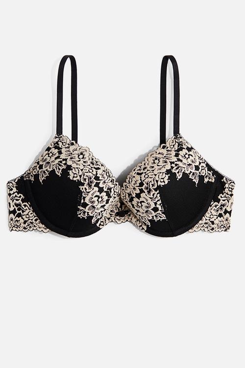 Lace push-up bra - black/floral 