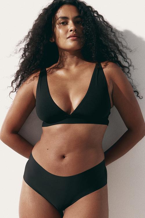 Padded soft microfibre bra - black