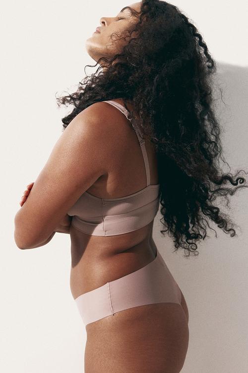 Padded soft microfibre bra - old rose