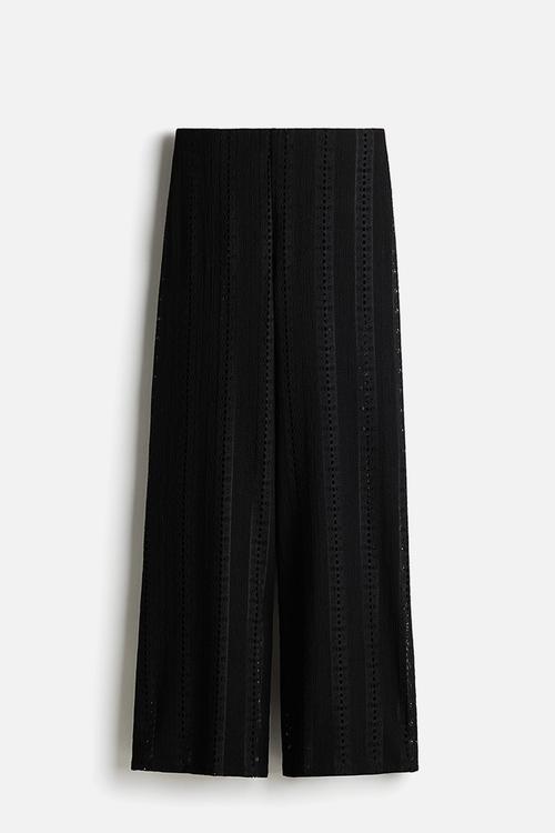 Lace jersey trousers - black